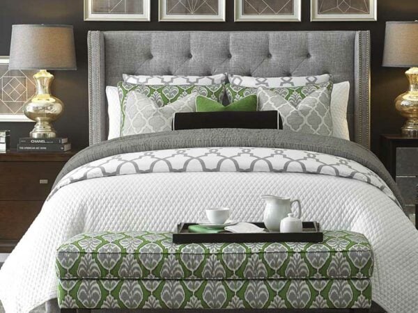 Beautiful bedroom with decorated bed