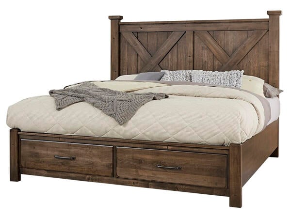 Cool Rustic X Bed With Footboard Storage Beds Vaughan Bassett 4
