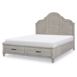 Modern Farmhouse Queen Arched Panel Bed With Storage Footboard