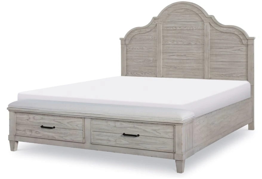 Modern Farmhouse Queen Arched Panel Bed With Storage Footboard Modern Farmhouse Queen Arched Panel Bed With Storage Footboard - Image 1