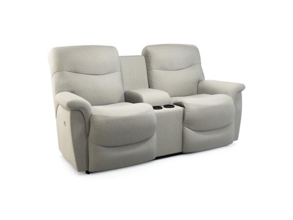 James Power Reclining Loveseat w/ Headrest & Console Loveseats Customizable