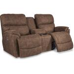 Trouper Power Reclining Loveseat w/ Headrest & Console Loveseats Customizable 10