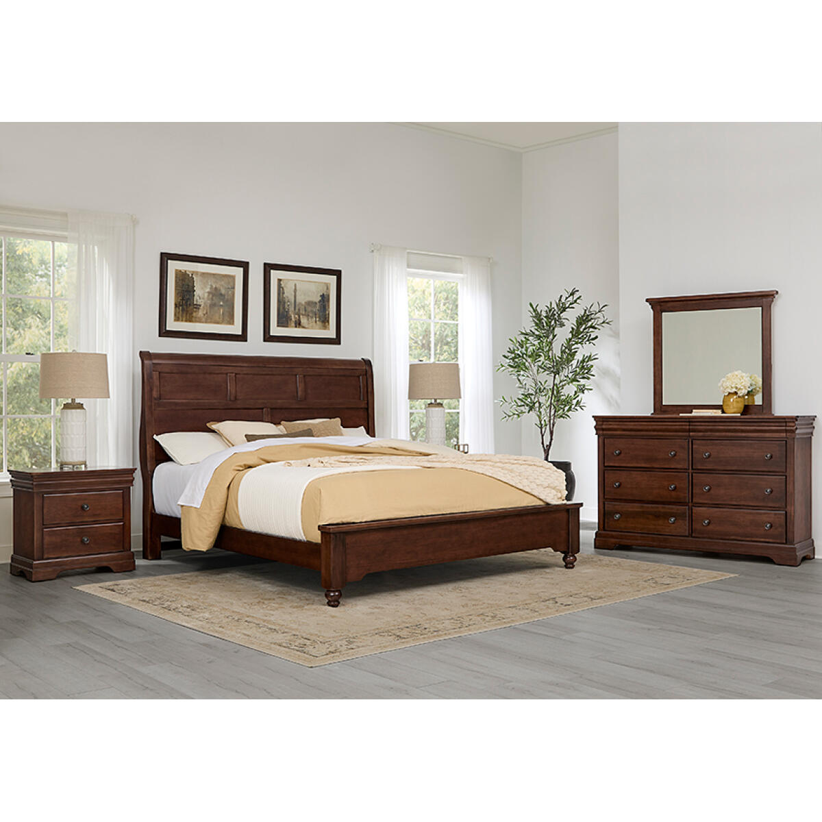 Vista Sleigh Bed Warm Cherry Beds Vaughan Bassett 6