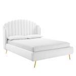 Lana Performance Velvet Wingback Platform Bed White
