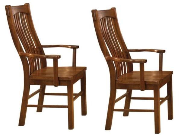 Laurelhurst Slatback Arm Chair in Mission Oak (Set of 2) Chairs & Benches A-America