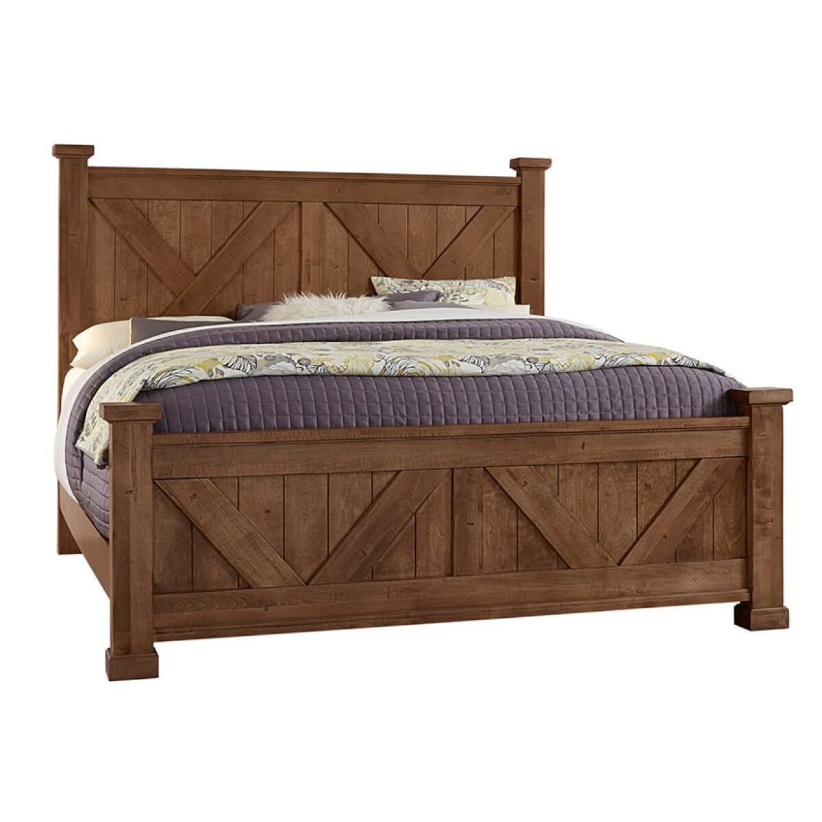 Cool Rustic X Bed With X Footboard Amber Cool Rustic X Bed With X Footboard Amber - Image 1