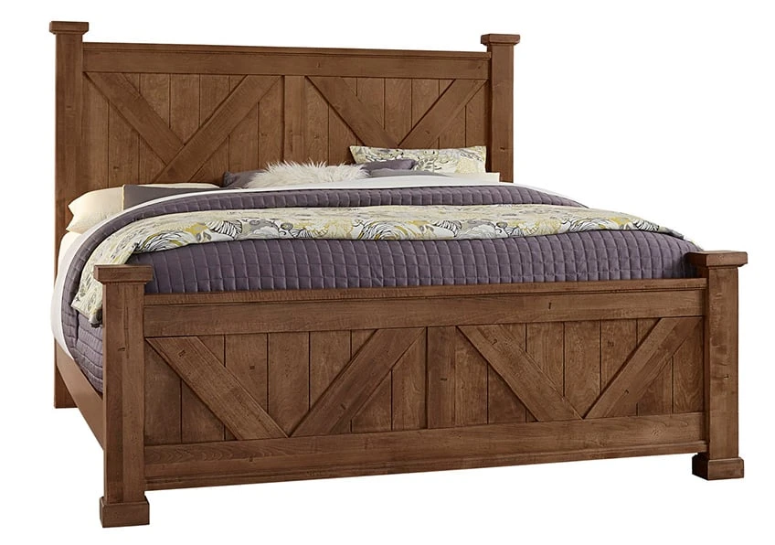 Cool Rustic X Bed With X Footboard Amber Cool Rustic X Bed With X Footboard Amber - Image 1