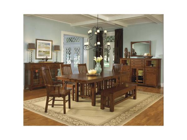 Trestle Table with Self Storing Leaves Dining Tables A-America