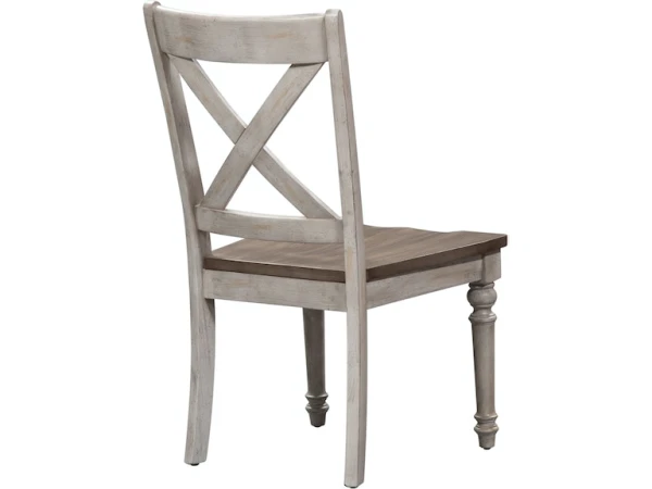 Cottage Lane X Back Wood Seat Side Chair - Image 4