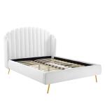 Lana Performance Velvet Wingback Platform Bed White - Image 2