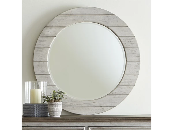 Heartland Round Mirror – White Mirrors Liberty Furniture