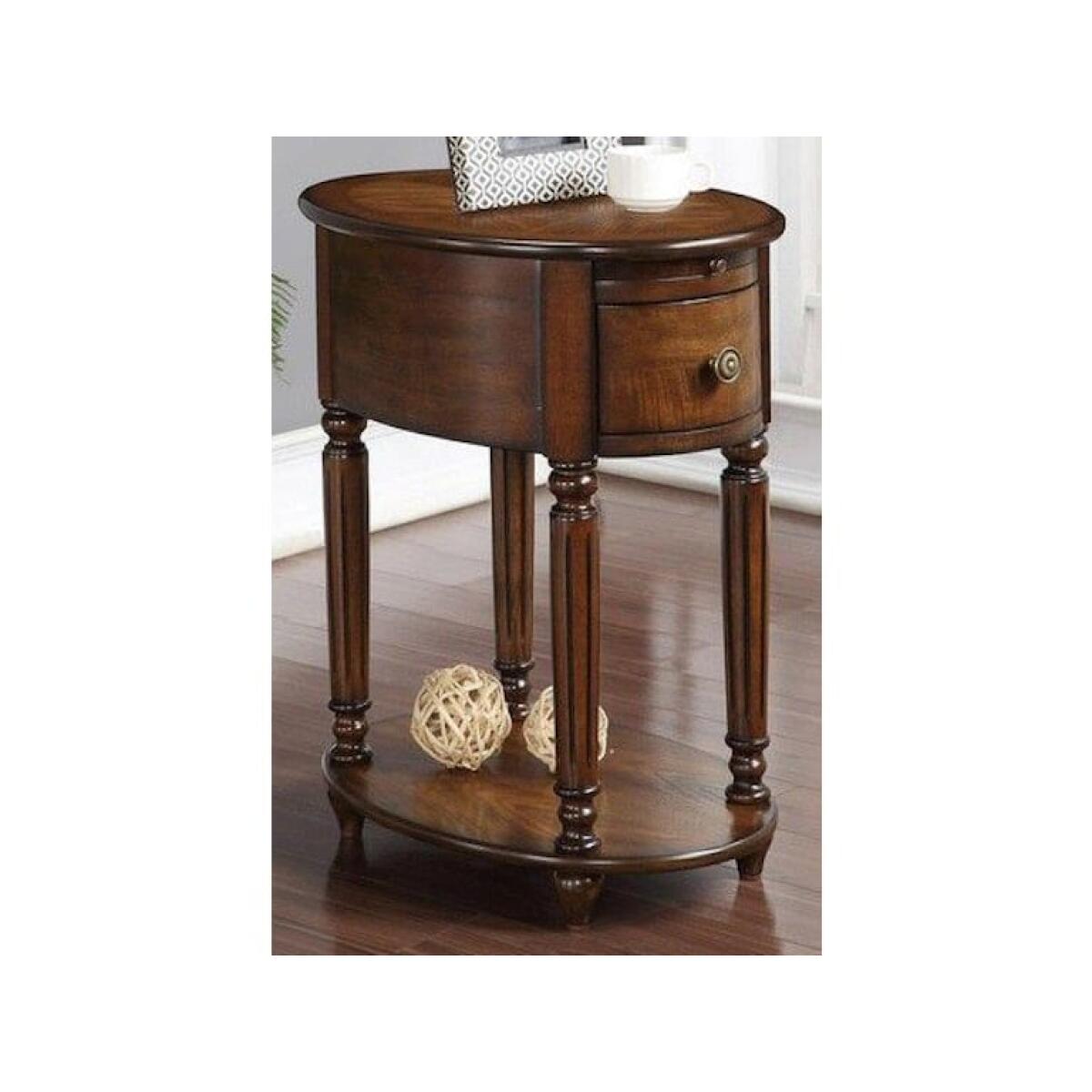 Oval Chairside Table With Power Outlet Oval Chairside Table With Power Outlet - Image 1
