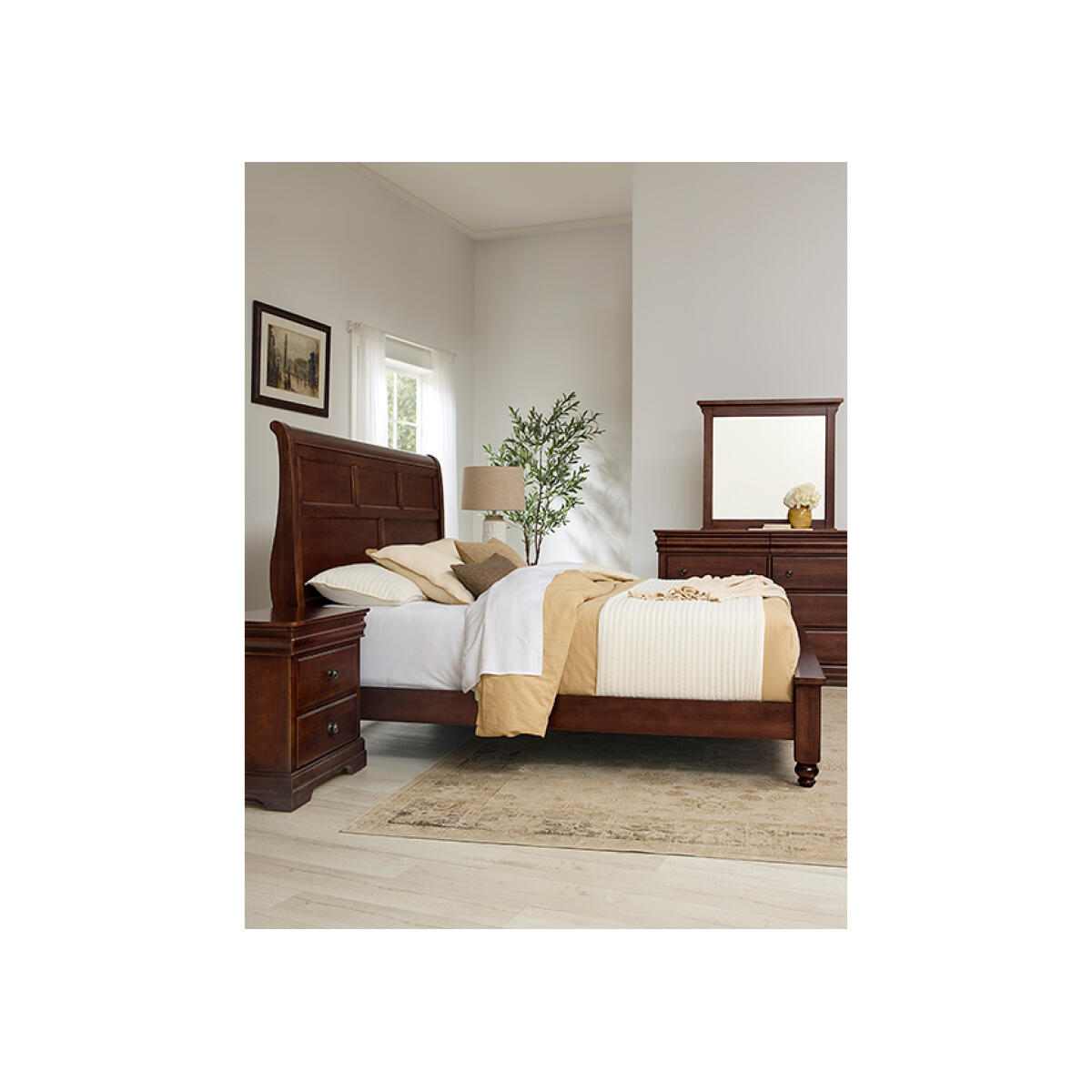 Vista Sleigh Bed Warm Cherry Beds Vaughan Bassett 7