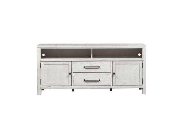 Modern Farmhouse 66 Inch Entertainment Console in White Entertainment Stands Liberty Furniture