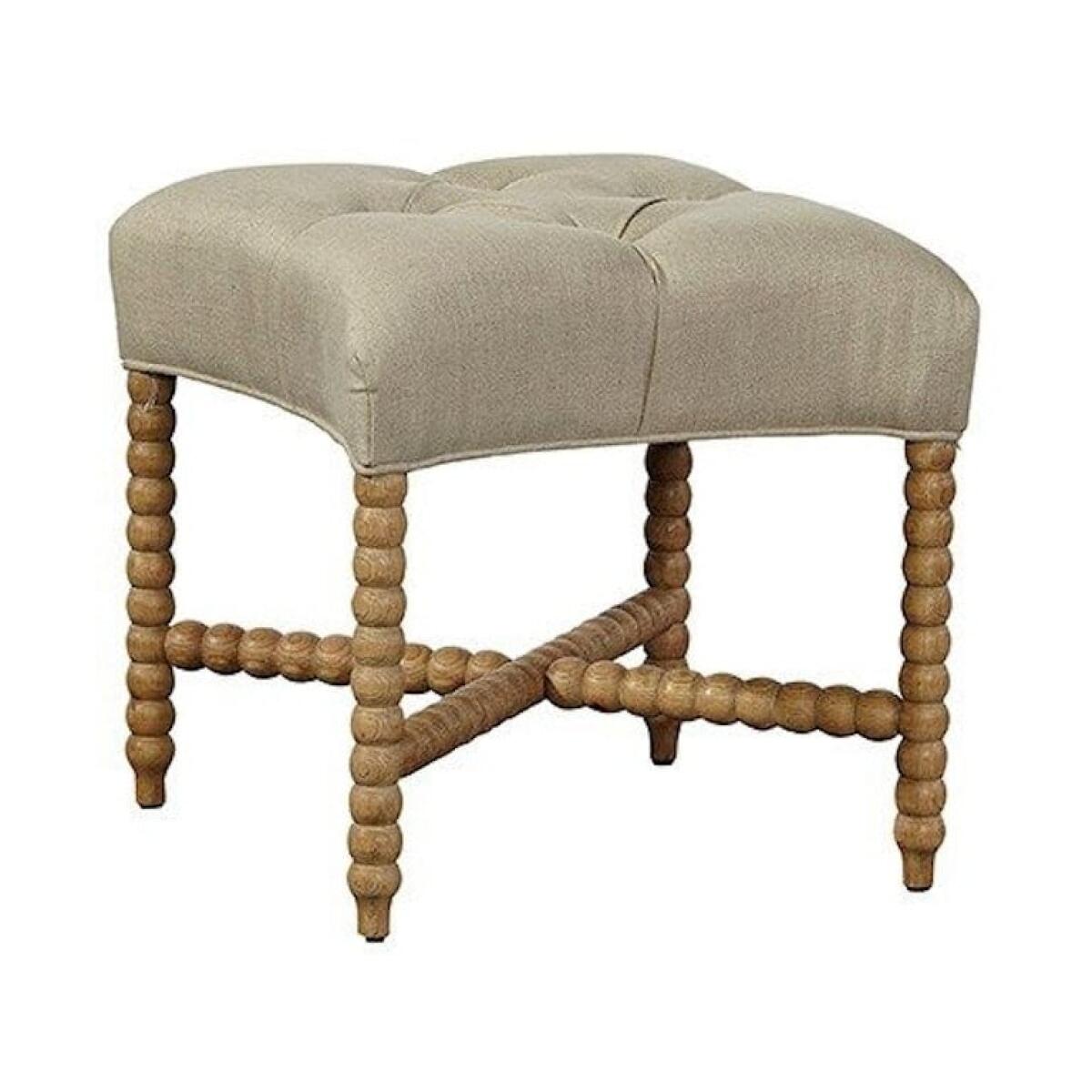 Living Room Tufted Linen Stool Living Room Tufted Linen Stool - Image 1