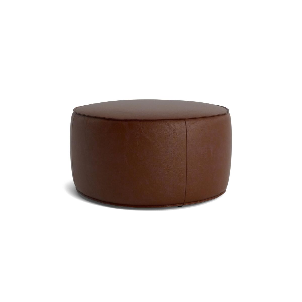 Rhonda Round Leather Ottoman Rhonda Round Leather Ottoman - Image 1