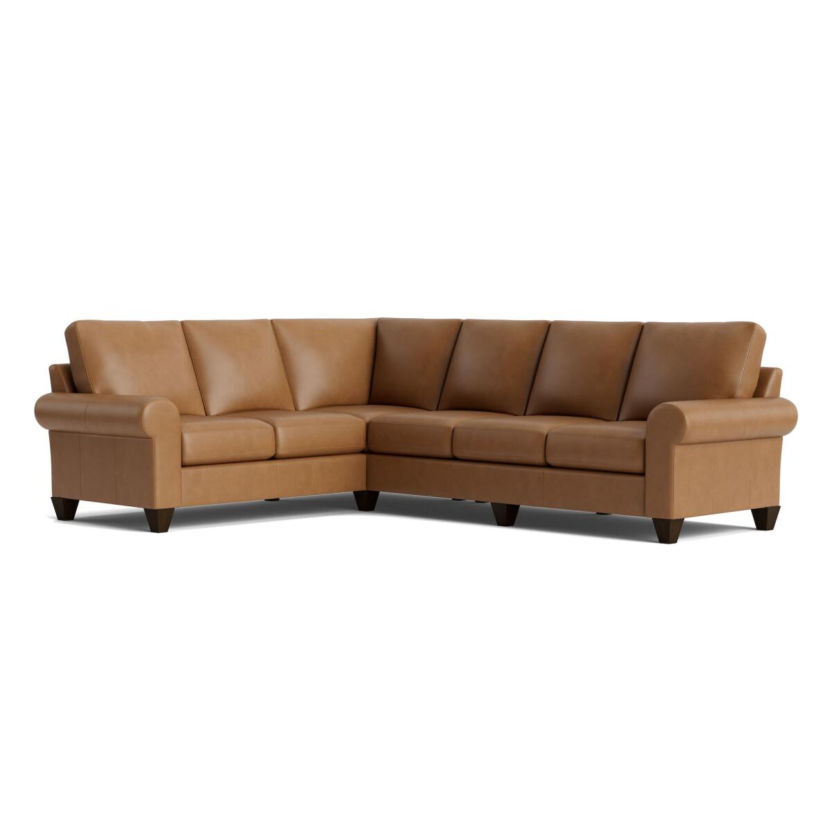 True Custom Leather Large Roll Arm L-Shaped Sectional True Custom Leather Large Roll Arm L-Shaped Sectional - Image 1