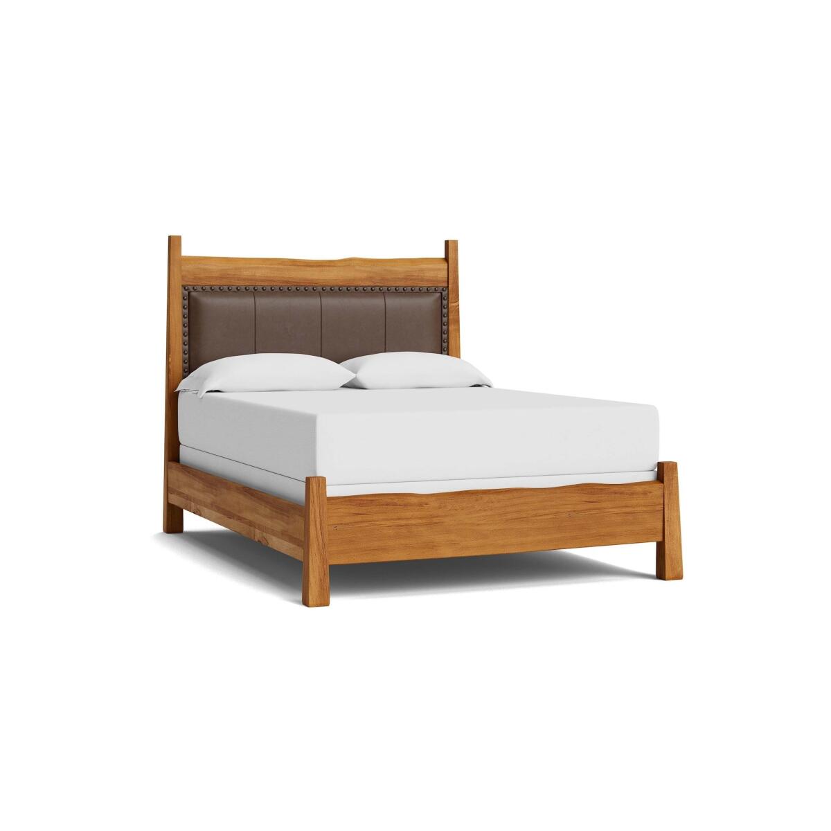 Heritage Live Edge Leather Upholstered Bed Heritage Live Edge Leather Upholstered Bed - Image 1