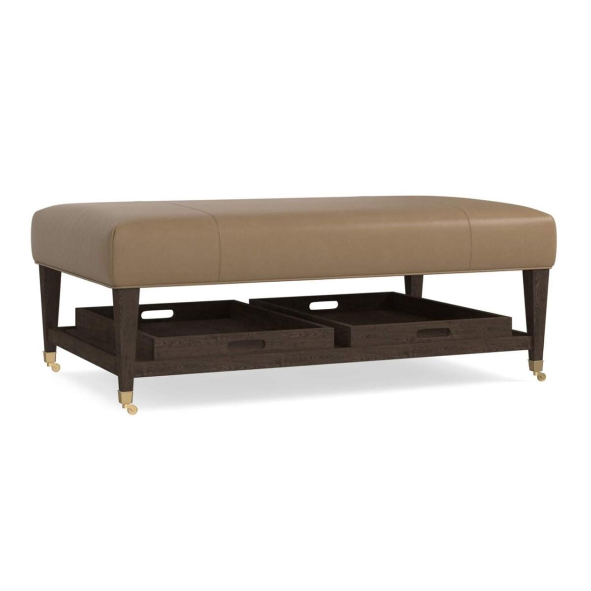 Kara Leather Ottoman with Trays Kara Leather Ottoman with Trays - Image 1
