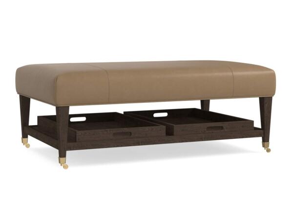 Kara Leather Ottoman with Trays Ottomans & Poufs Bassett Furniture