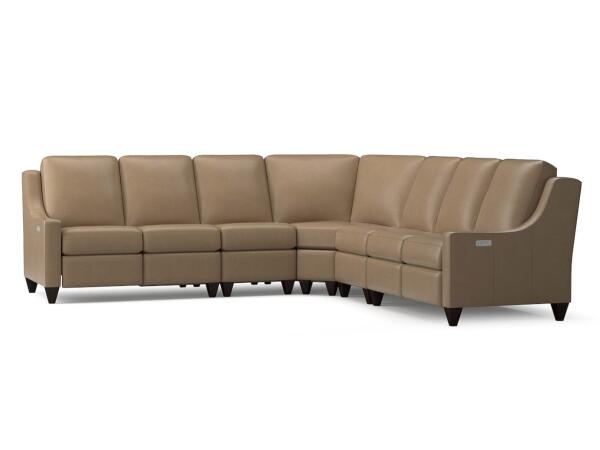 Benchmade Motion 5 Piece Reclining Leather L-Shaped Sectional Sectionals Bassett Furniture