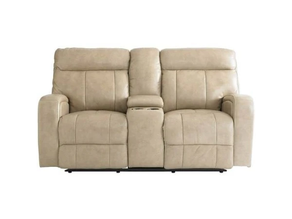 Beaumont Loveseat w/Power & Console Loveseats Bassett Furniture