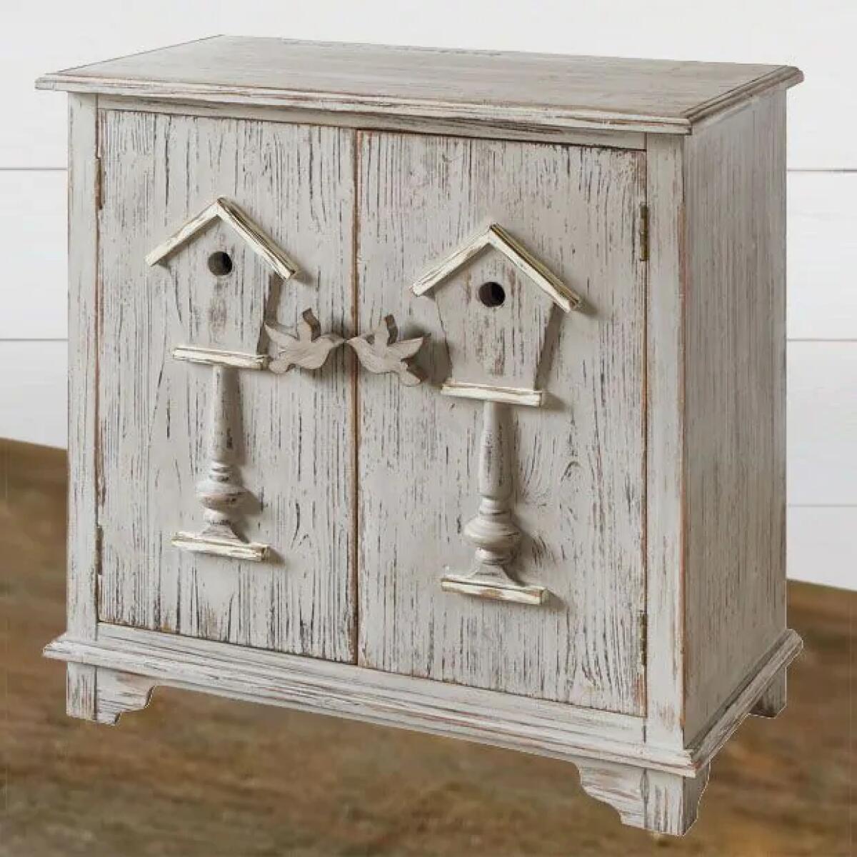 Birdhouse 2 Door Distressed Grey Cabinet Birdhouse 2 Door Distressed Grey Cabinet - Image 1