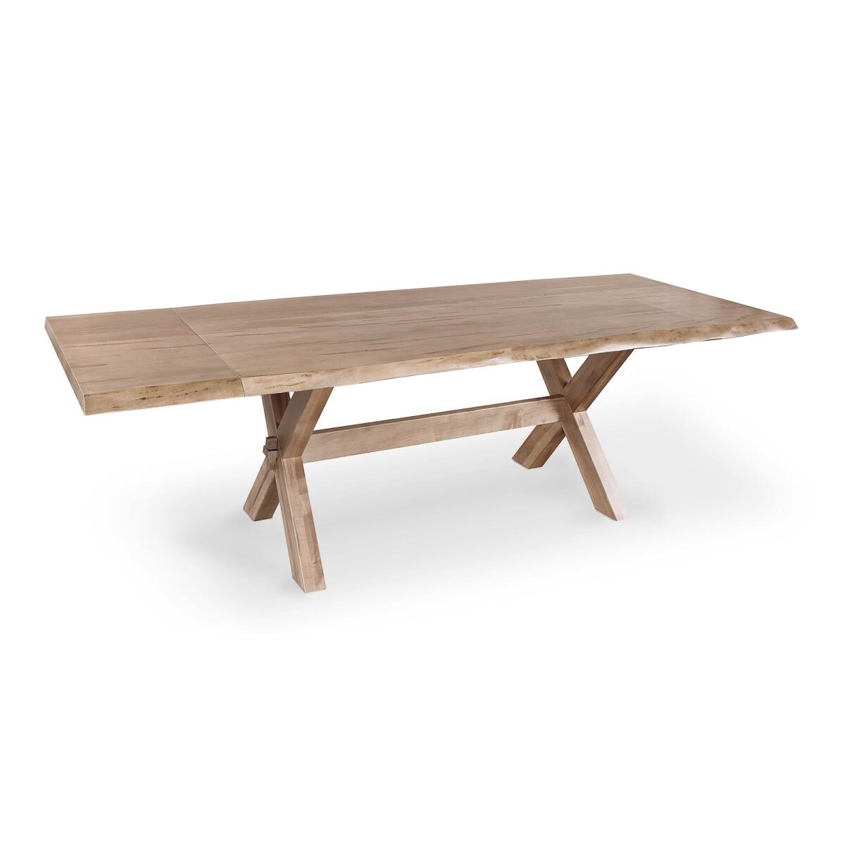 Crossbuck Live Edge Dining Table with Extendable Leaves Fawn Maple Crossbuck Live Edge Dining Table with Extendable Leaves Fawn Maple - Image 1