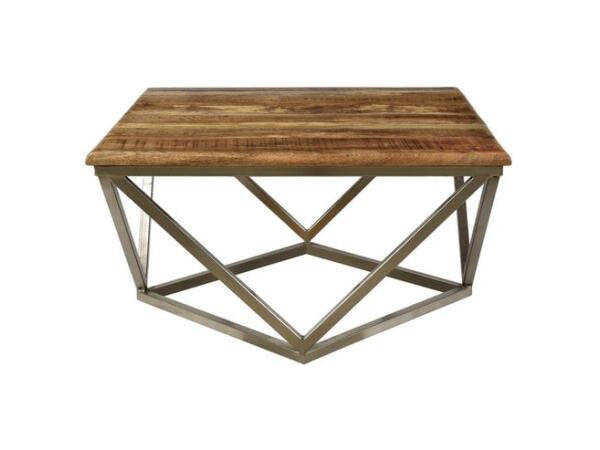 Bengal Manor Mango Wood and Iron Square Coffee Table Cocktail & Coffee Tables Crestview
