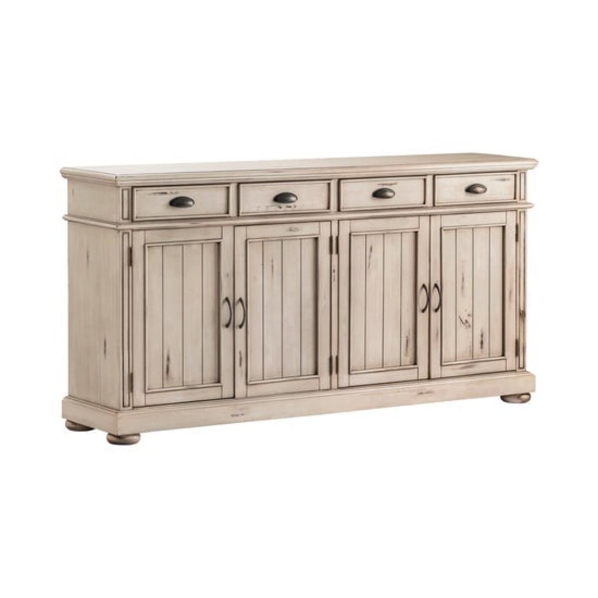 Hawthorne Estate 4 Drawer / 4 Door Wood Sideboard Distressed White Finish Hawthorne Estate 4 Drawer / 4 Door Wood Sideboard Distressed White Finish - Image 1