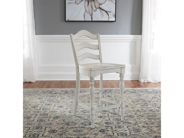 Magnolia Manor Ladder Back Counter Chair (RTA) Barstools Antique White & Weathered Bark