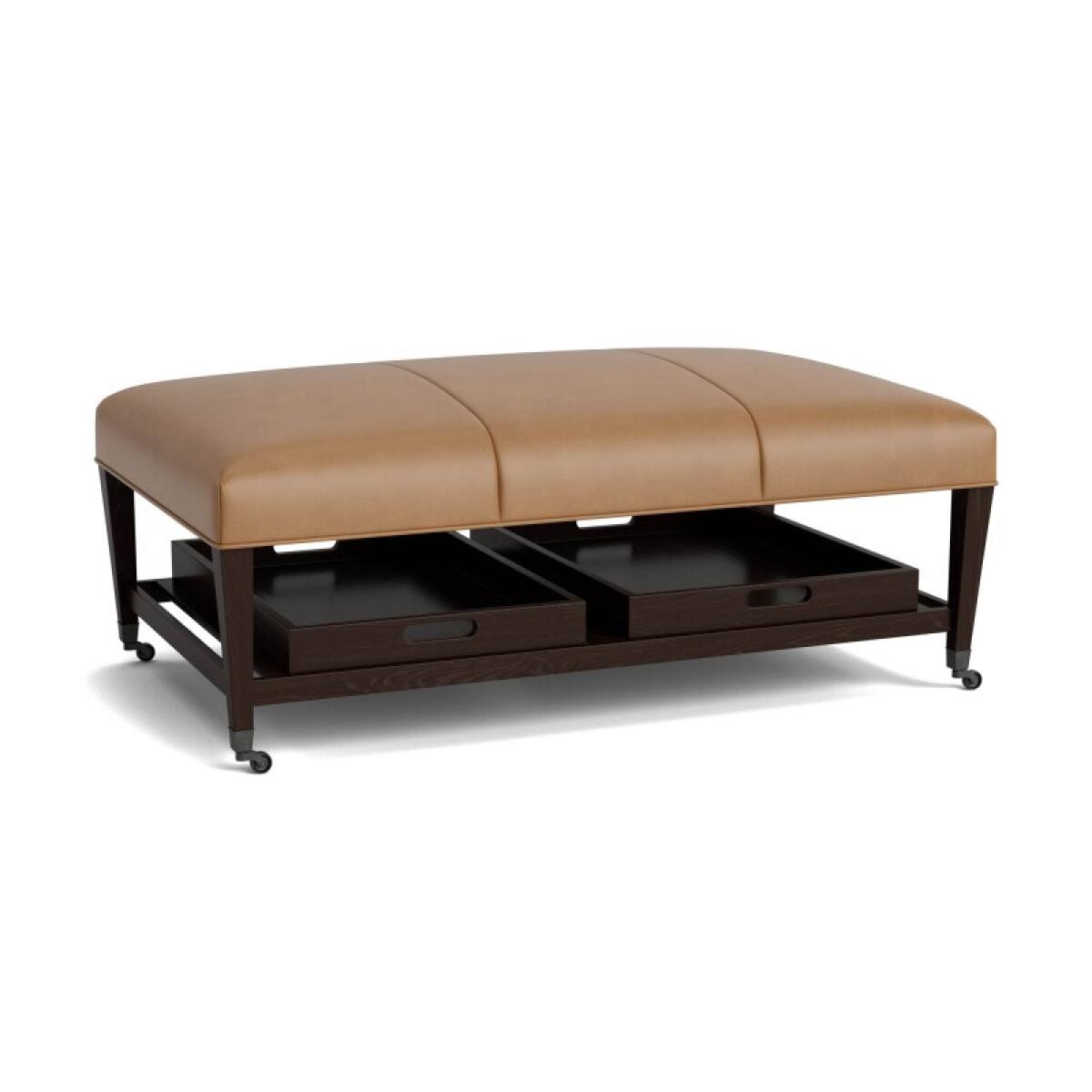 0112cf5fdcee90485a4f3faece1d3437 Kara Leather Ottoman with Trays and Casters - Image 1