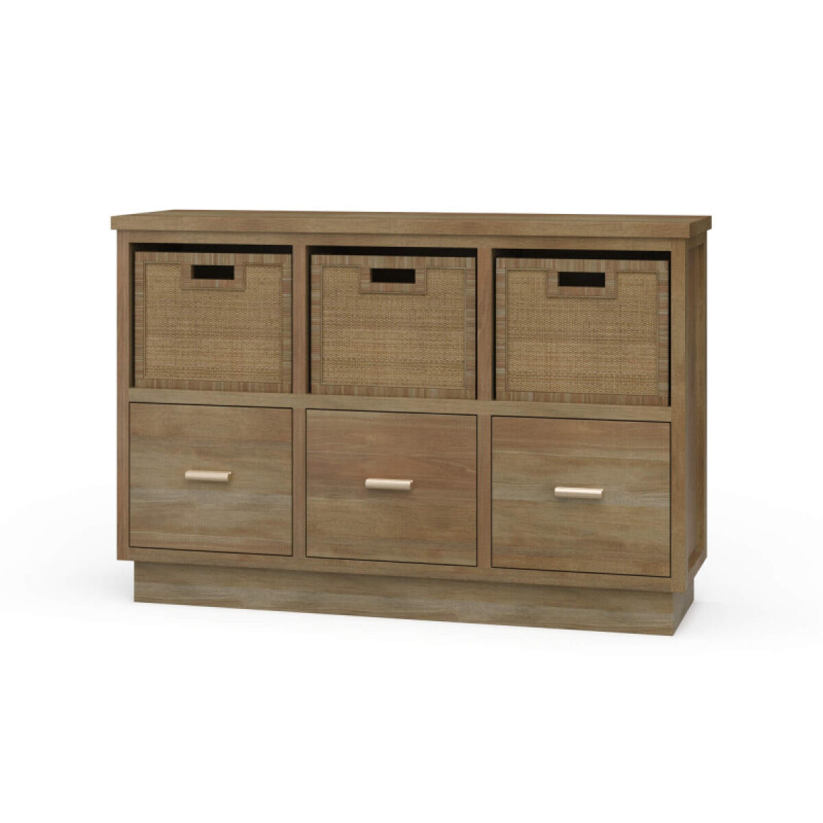 011b8af5f0321f907374580ee8e35787 Dakota Storage Unit W/ 3 Drawers & Rattan Baskets - Image 1