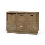 Dakota Storage Unit W/ 3 Drawers & Rattan Baskets