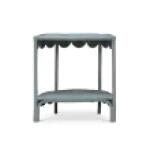 Scalloped Half Round Rattan Side Table - Image 7