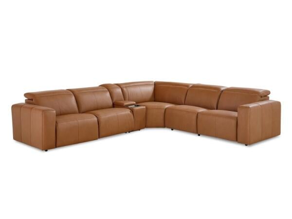 Airy Leather Power Reclining Sectional Sectionals Airy Antelope
