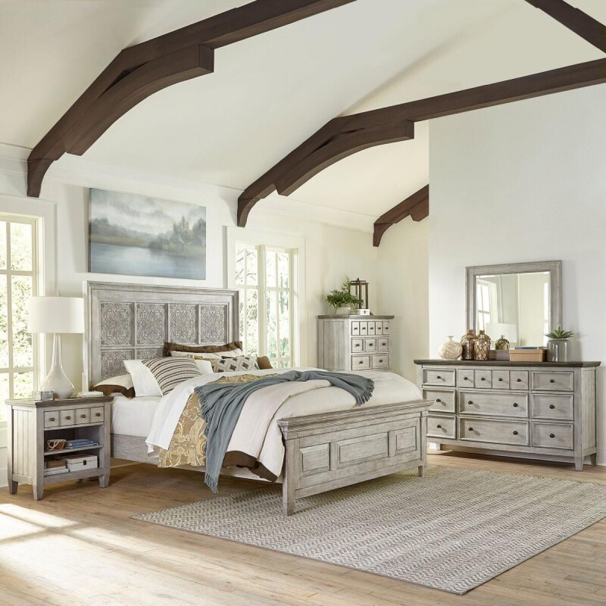 042b0ff3d347b932f71fbca29f6ff35d Heartland King Opt California Panel Bed, Dresser & Mirror, Chest, Night Stand - Image 1