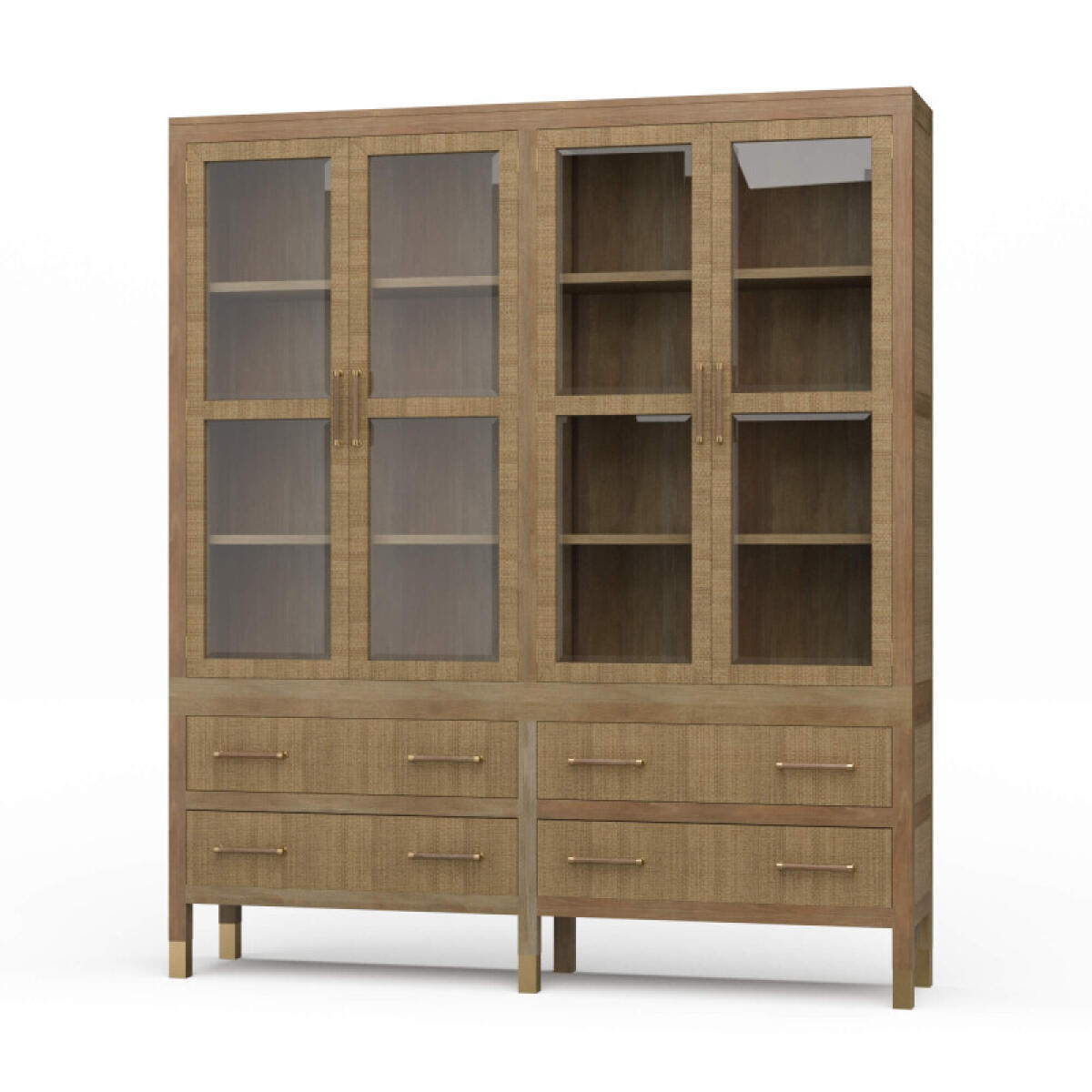 043cd148048689a648881bf6d3d59e97 Kagu 4 Door Tall Cabinet W/ Premium Rattan - Image 1