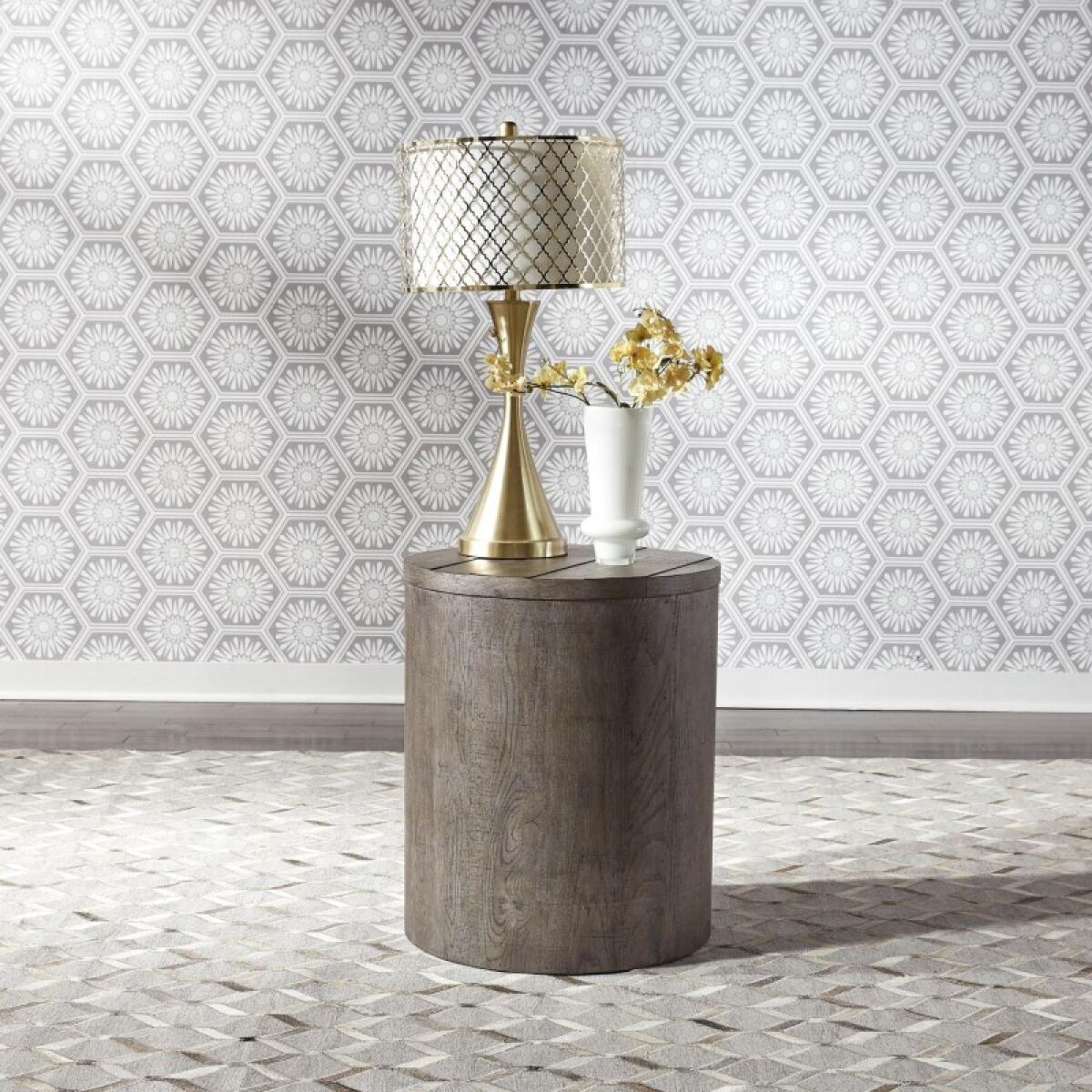 0618f555db3176482e067afc0a80029c Modern Farmhouse Drum End Table - Image 1