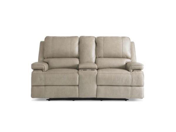 Parsons Leather Power Reclining Loveseat with Center Console Sofas Bassett Furniture