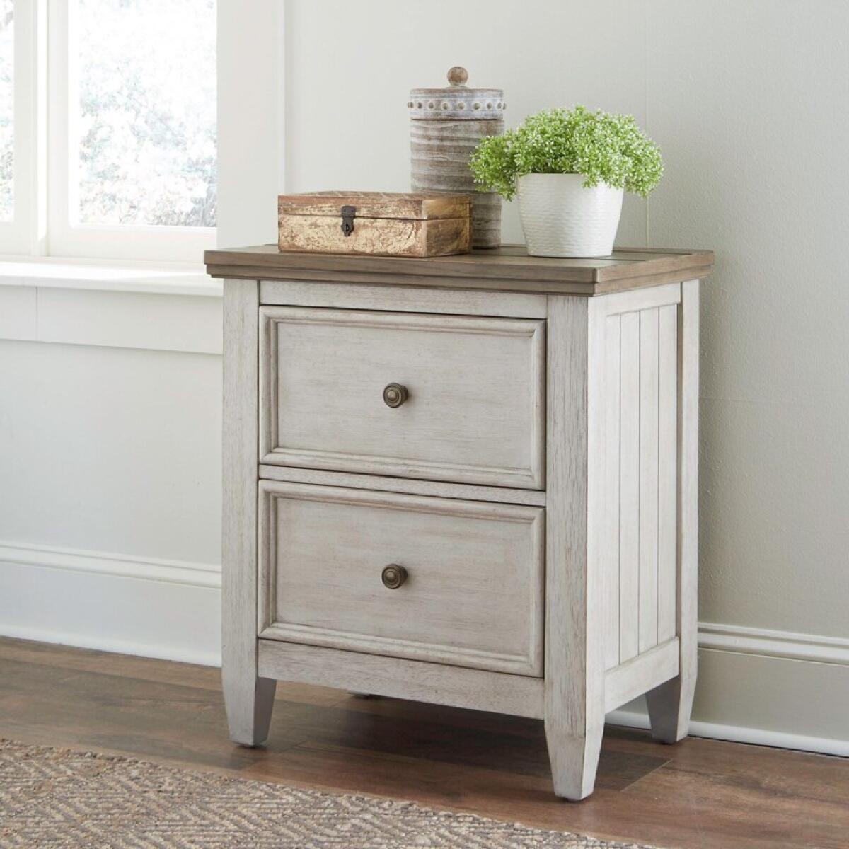 Heartland 2 Drawer Night Stand w/ Charging Station Nightstands Antique White w/ Tobacco Tops 2 Heartland 2 Drawer Night Stand w/ Charging Station Nightstands Antique White w/ Tobacco Tops 2