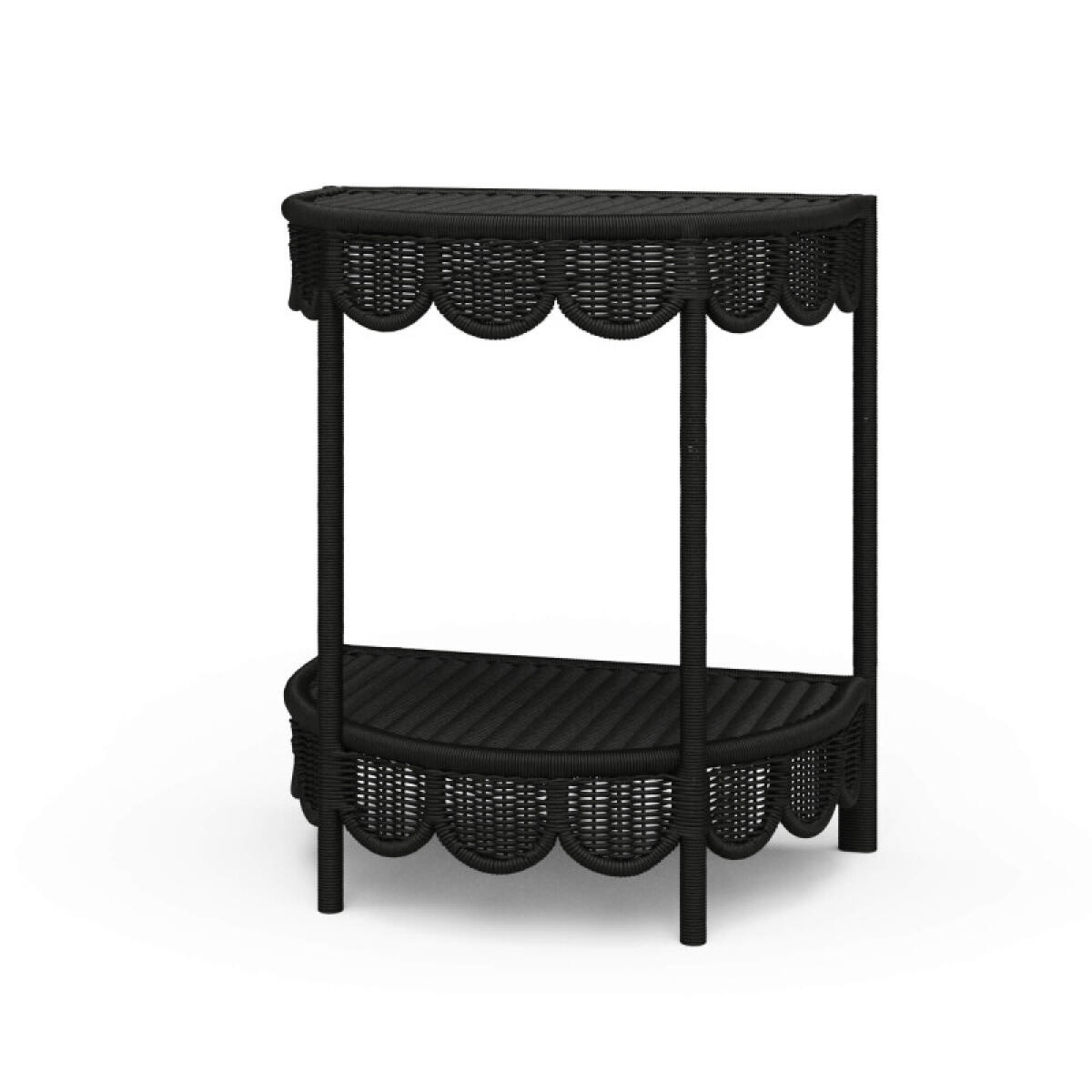 067ba965d39ec44222c80f40738b0404 Scalloped Half Round Rattan Side Table - Image 1
