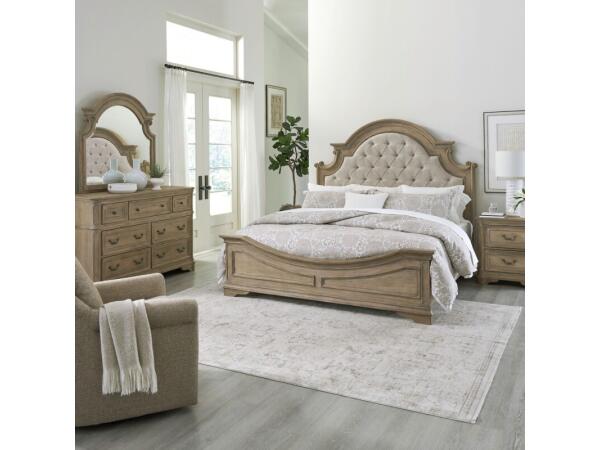 Magnolia Manor Queen Uph Bed, Dresser & Mirror, Night Stand Bedroom Sets Bedroom Sets