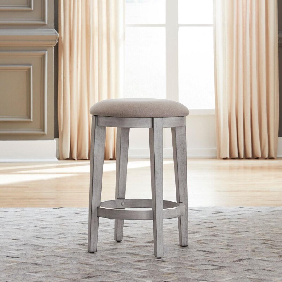Ocean Isle Uph Console Stool Barstools Antique White w/ Weathered Pine 2 Ocean Isle Uph Console Stool Barstools Antique White w/ Weathered Pine 2