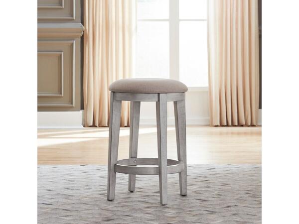 Ocean Isle Uph Console Stool Barstools Antique White w/ Weathered Pine