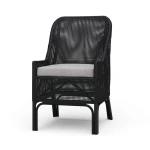 Cristo Rattan Dining Chair W/ Seat Cushion Chairs & Benches Black 27