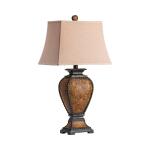 Tooled Leather Table Lamp Lighting Brown 9