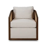 Willis Swivel Chair W/ Mahogany Frame & Rattan - Image 5