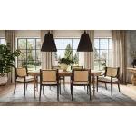 Milano Dining Chair W/ Upholstered Seat & Rattan Back - Image 3