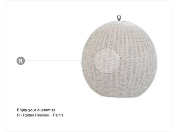 Ball Rattan Pendant Lighting Azure Shiny